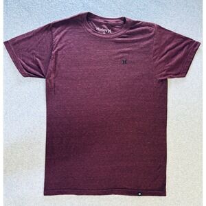 Hurley Crew Neck T-Shirt Men's Size Small Burgundy Red Maroon Black Symbol